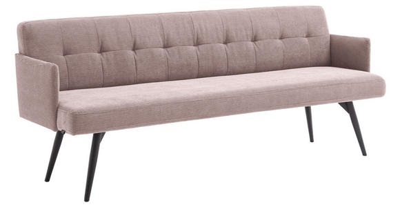 SITZBANK in Textil Altrosa  - Schwarz/Altrosa, Design, Textil/Metall (206/85/69cm) - Johann Jakob