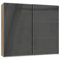 SCHWEBETÜRENSCHRANK 200/216/65 cm 2-türig Grau, Eichefarben  - Chromfarben/Eichefarben, MODERN, Holzwerkstoff (200/216/65cm) - MID.YOU