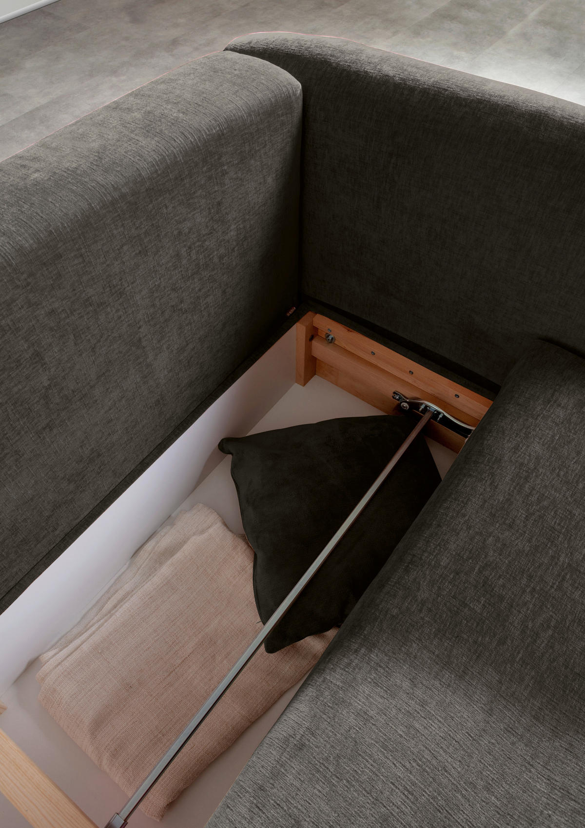 SCHLAFSOFA in Flachgewebe Dunkelgrau  - Dunkelgrau/Schwarz, KONVENTIONELL, Kunststoff/Textil (250/74/108cm) - Carryhome