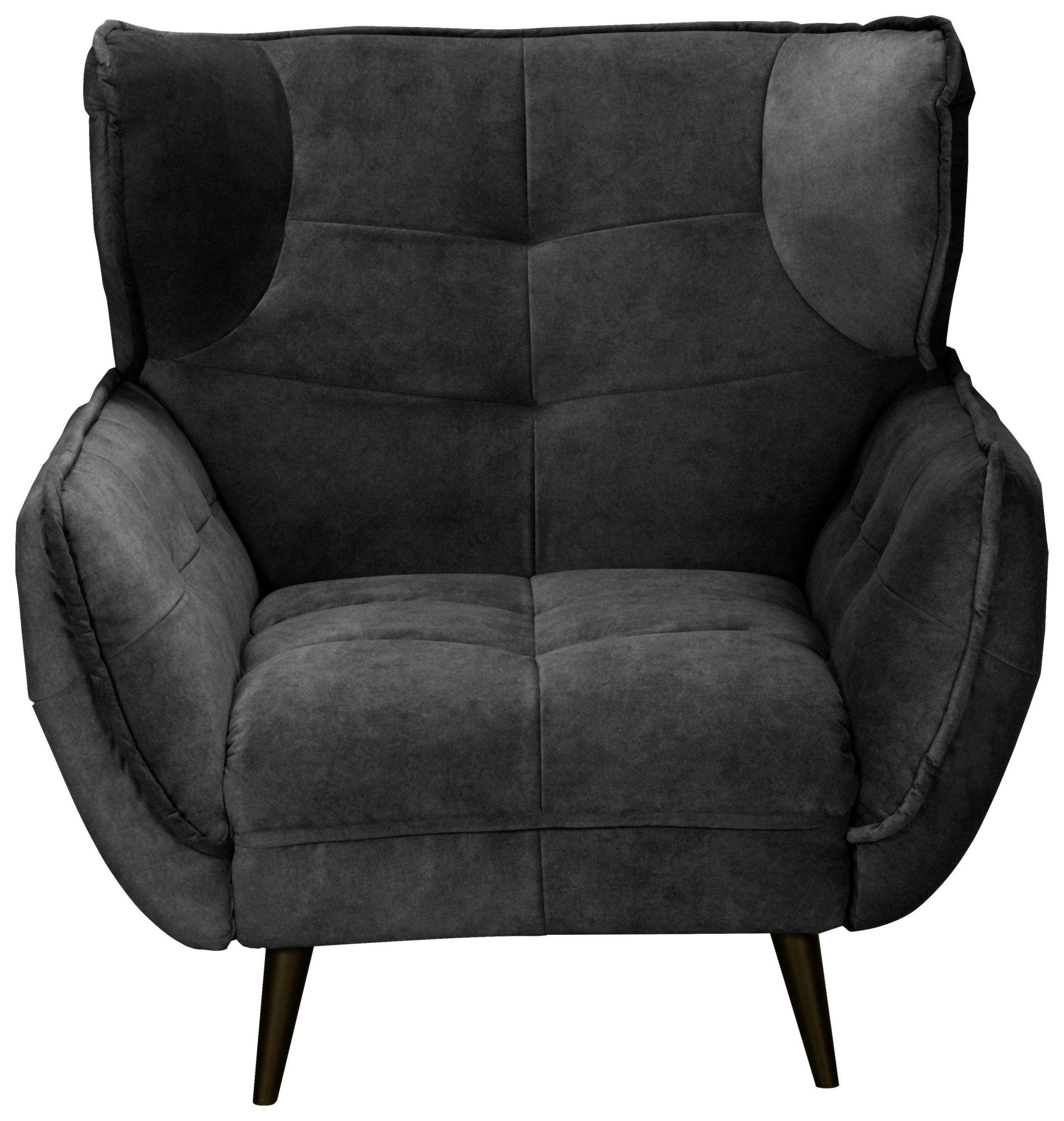SESSEL in Mikrofaser Anthrazit  - Anthrazit/Schwarz, MODERN, Textil/Metall (103/105/98cm) - MID.YOU