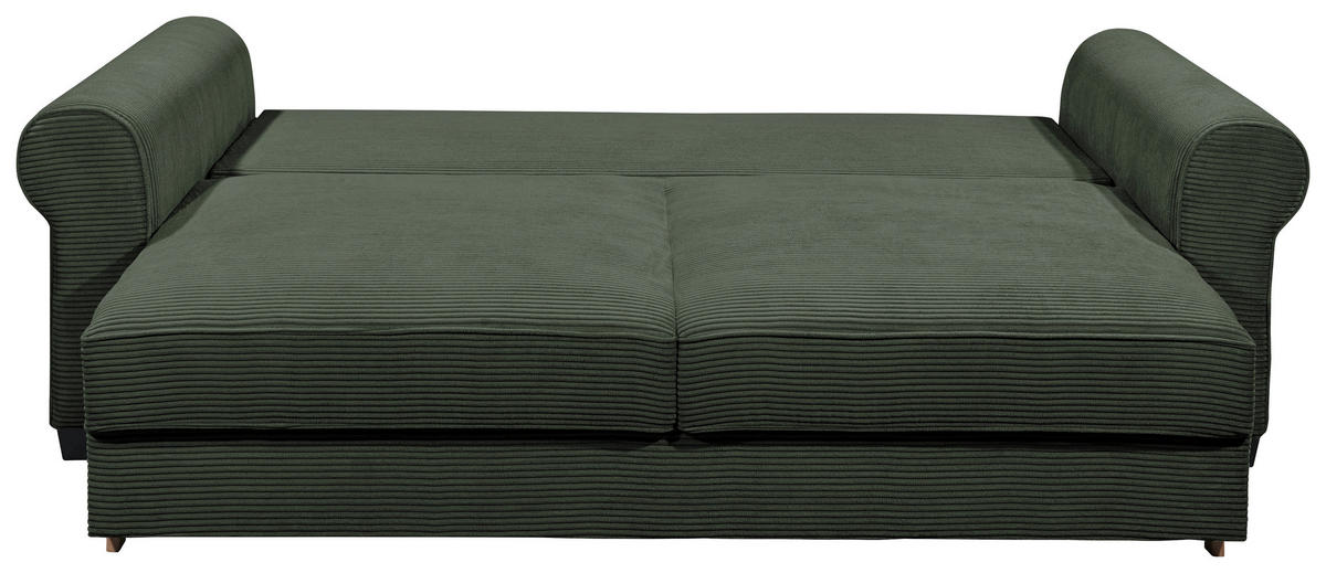 SCHLAFSOFA Cord Dunkelgrün  - Dunkelgrün/Schwarz, Basics, Kunststoff/Textil (250/95/125cm) - MID.YOU