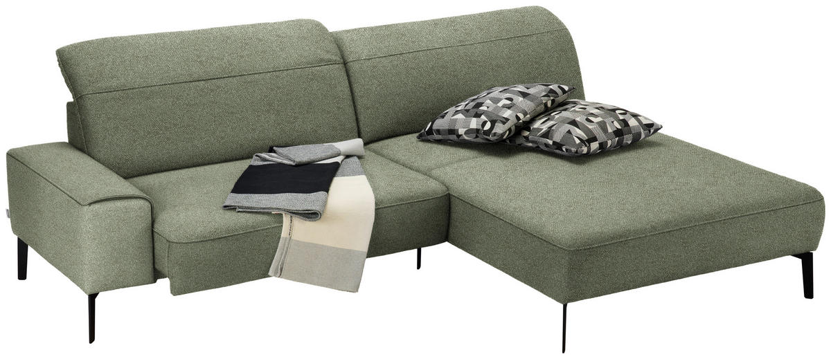 ECKSOFA in Mikrofaser Grün  273/203 cm  - Schwarz/Grün, Design, Textil/Metall (273/203cm) - Johann Jakob
