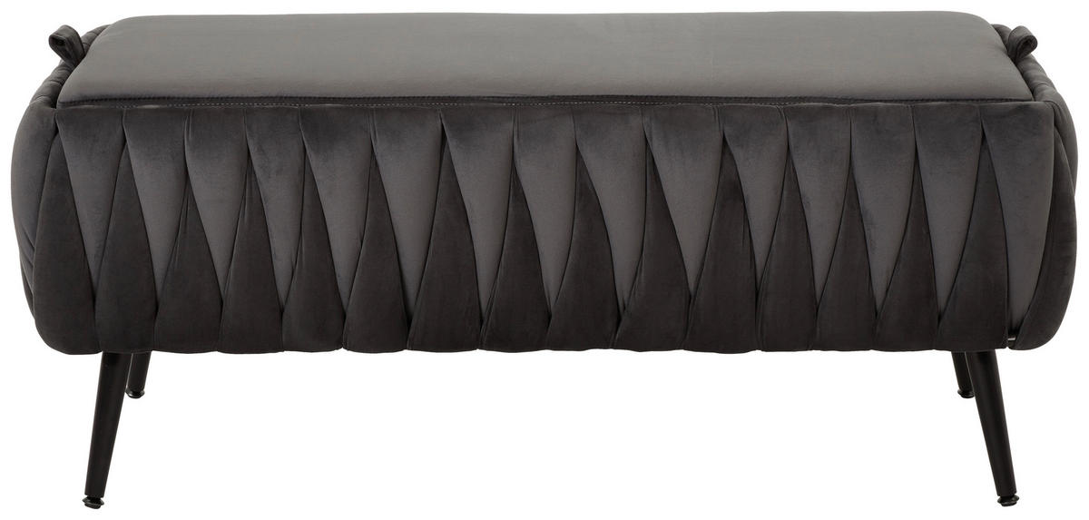 HOCKERBANK 110/46/45 cm Samt Schwarz, Dunkelgrau  - Dunkelgrau/Schwarz, Trend, Textil/Metall (110/46/45cm) - Xora