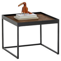 COUCHTISCH Eiche massiv 50/50/39 cm quadratisch Schwarz, Eiche dunkel  - Eiche dunkel/Schwarz, Natur, Holz/Metall (50/50/39cm) - SetOne by Musterring