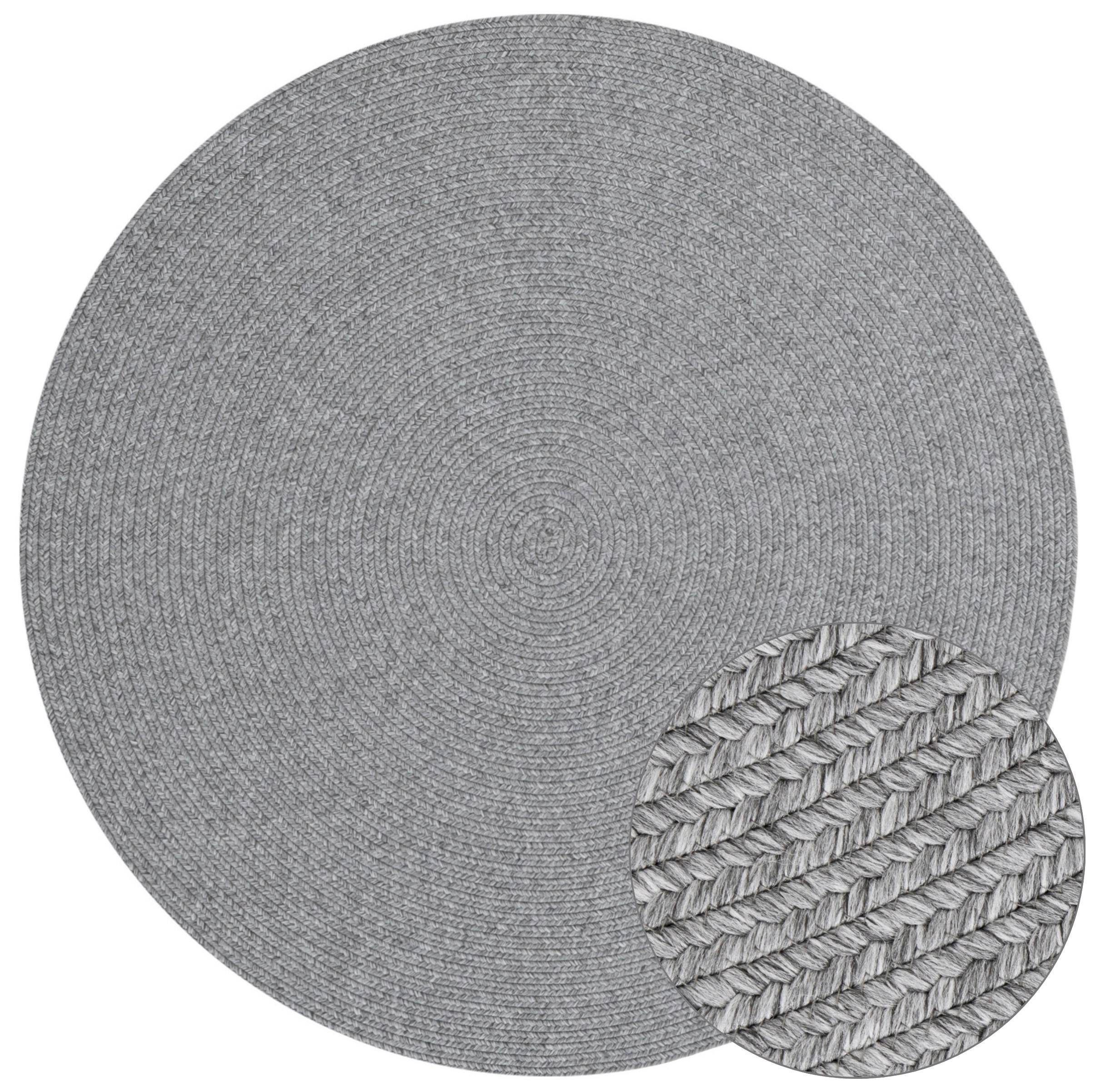 OUTDOORTEPPICH 200 cm Braided Hellgrau  - Hellgrau, Basics, Kunststoff (200cm)