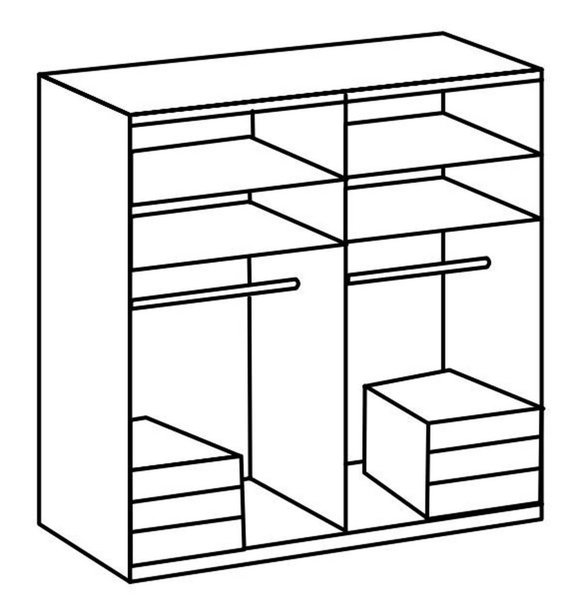 DREHTÜRENSCHRANK in Weiss, Eichefarben  - Chromfarben/Weiss, Modern, Glas/Holzwerkstoff (200/236/58cm) - MID.YOU