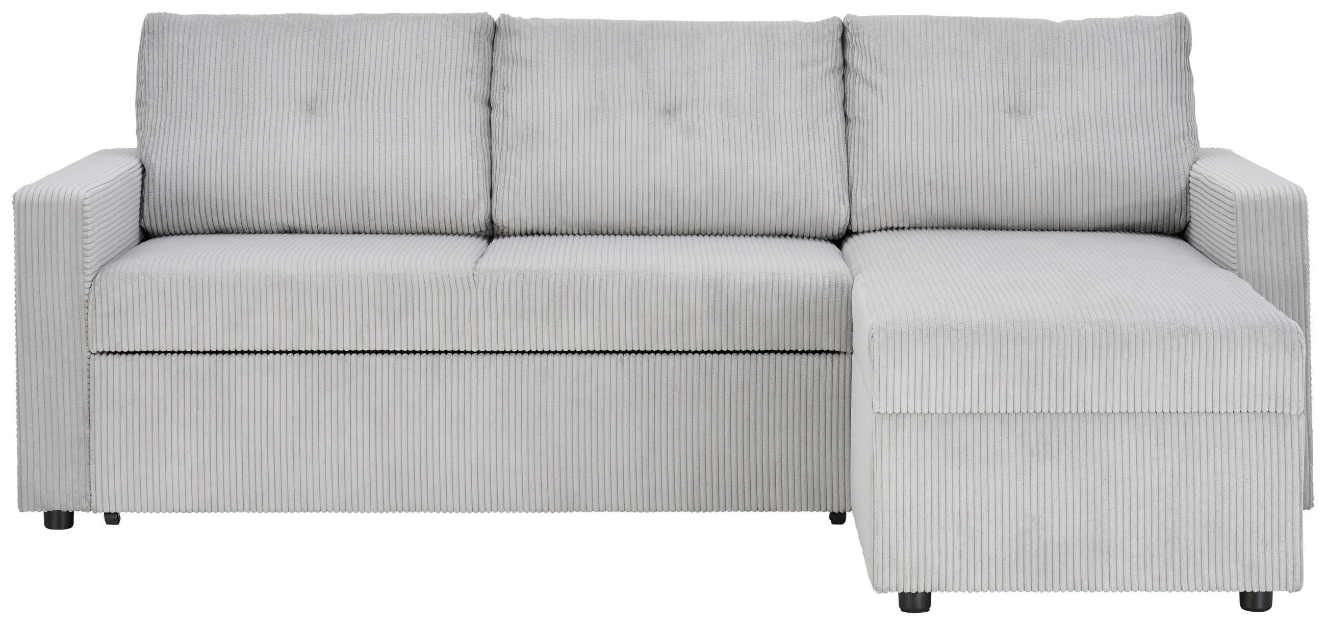 ECKSOFA Hellgrau Cord  - Hellgrau/Schwarz, KONVENTIONELL, Kunststoff/Textil (218/155cm) - Ti'me