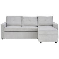 ECKSOFA Hellgrau Cord  - Hellgrau/Schwarz, KONVENTIONELL, Kunststoff/Textil (218/155cm) - Ti'me