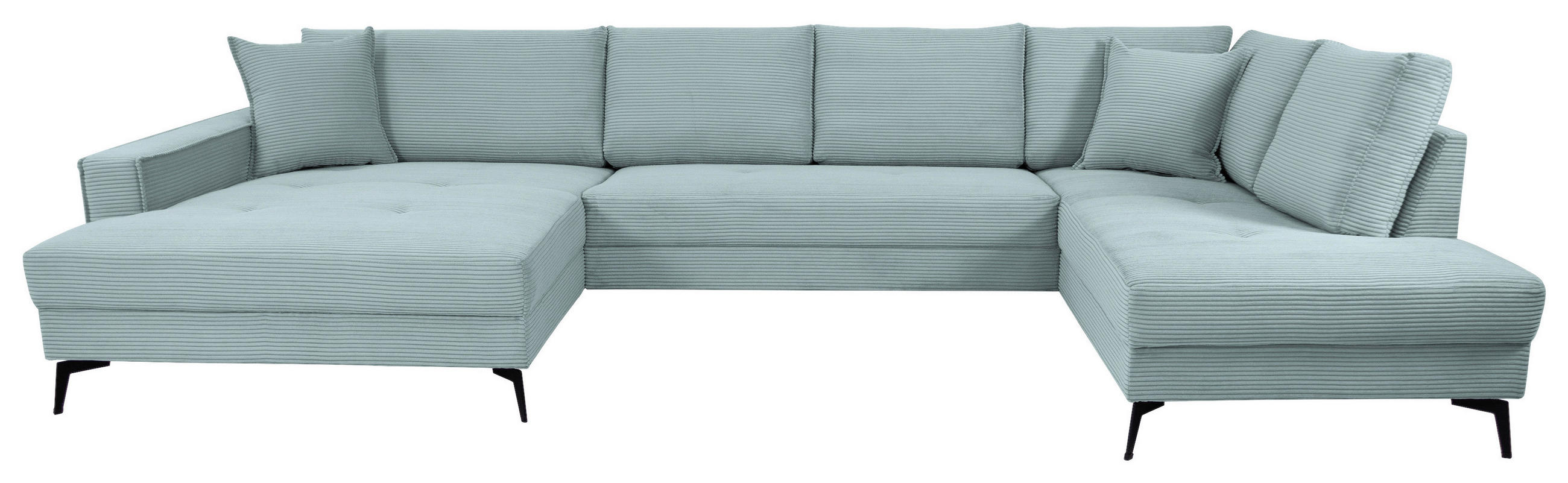 WOHNLANDSCHAFT ZERO Salbeigrün Cord  - Salbeigrün/Schwarz, Trend, Textil/Metall (173/362/195cm) - Livetastic