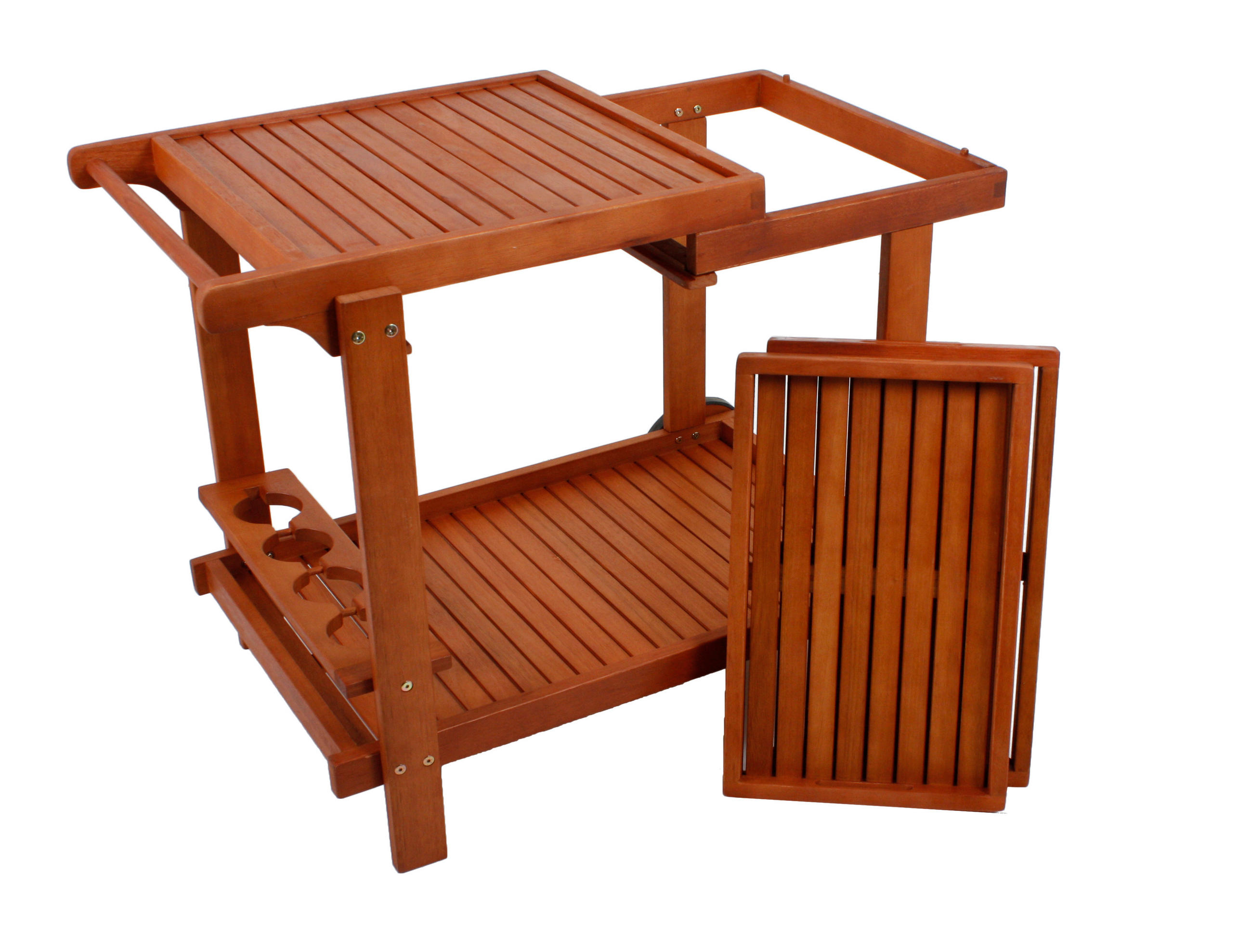 SERVIERWAGEN Eukalyptusholz Hartholz Eukalyptusholzfarben - Eukalyptusholzfarben/Schwarz, Basics, Holz (60/76/100cm) - Gardenson