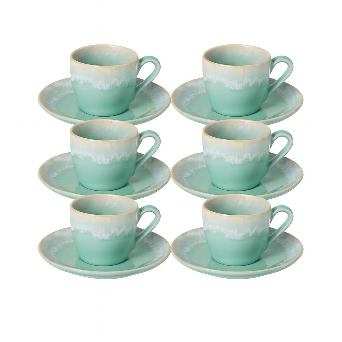 KAFFEETASSE MIT UNTERTASSE TAORMINA  - Türkis, Basics, Keramik (6,4/5,6/8,5cm) - Costa Nova