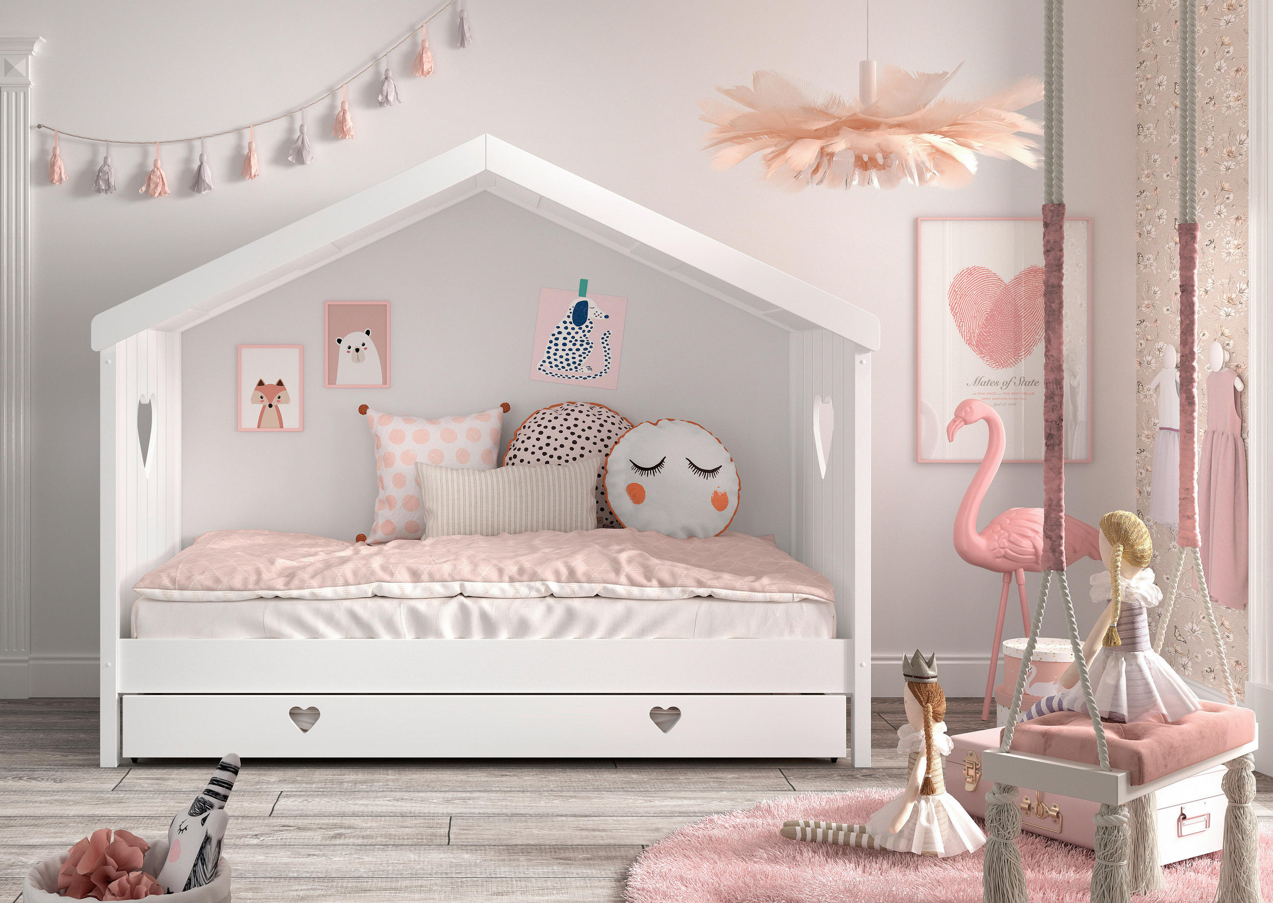 HAUSBETT Rollrost, Bettschublade 90/200 cm  in Weiß  - Weiß, Natur, Holz/Holzwerkstoff (90/200cm) - Vipack