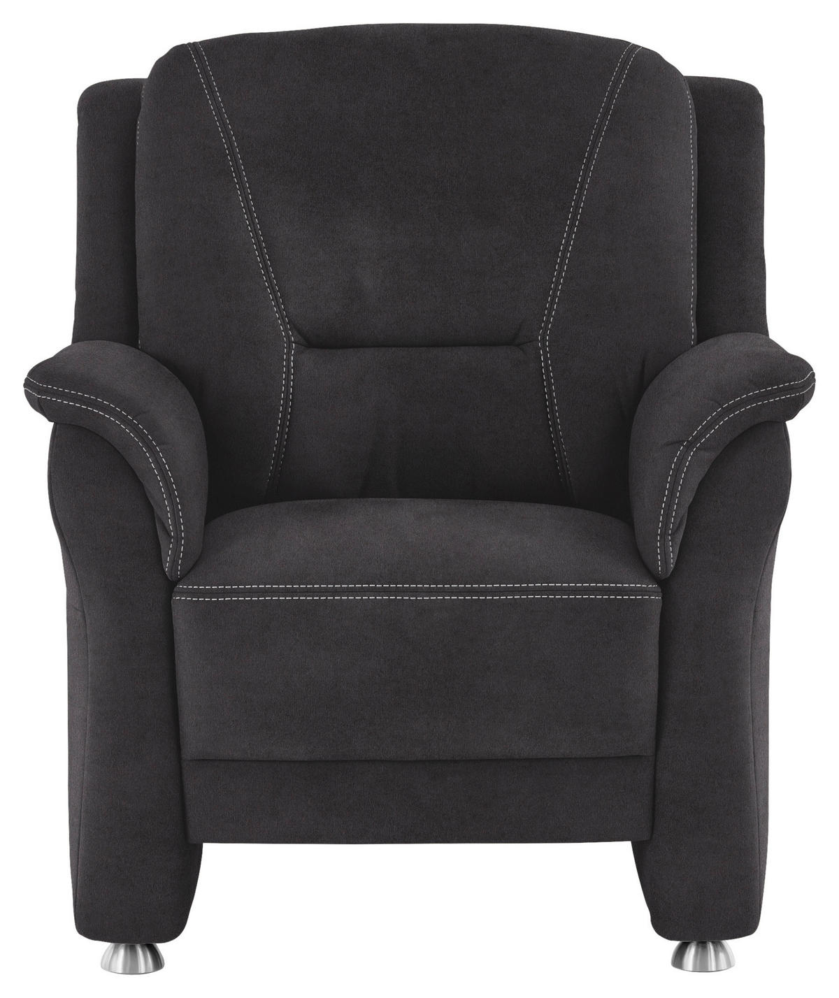 SESSEL in Mikrofaser Anthrazit  - Anthrazit/Beige, KONVENTIONELL, Textil/Metall (90/100/89cm) - Beldomo Comfort