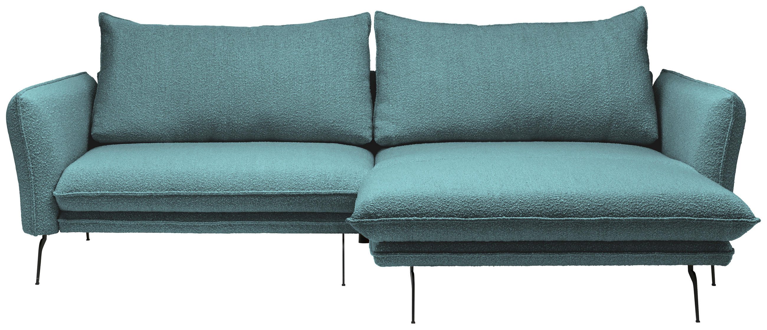ECKSOFA Hellblau Bouclé  - Schwarz/Hellblau, Design, Textil/Metall (277/182cm) - Stylife