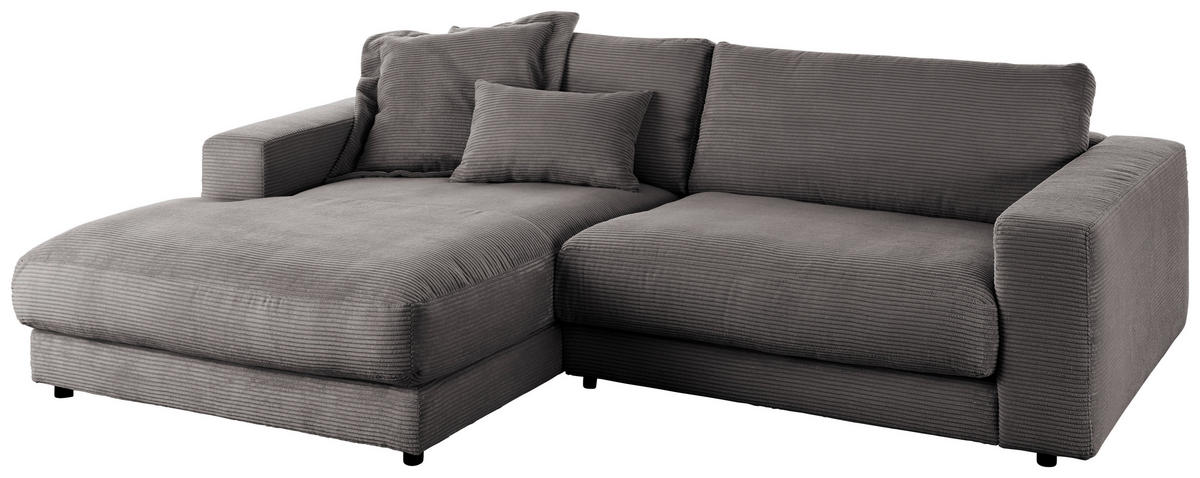 ECKSOFA in Cord Dunkelgrau  190/270 cm  - Dunkelgrau/Schwarz, Design, Kunststoff/Textil (190/270cm) - Lomoco