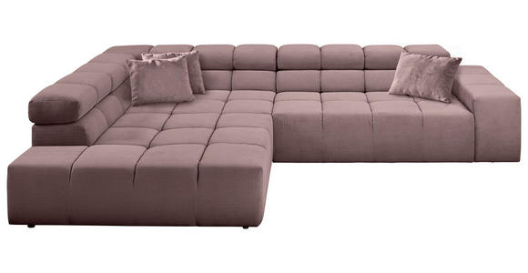 ECKSOFA  in Feincord Altrosa  215/319 cm  - Schwarz/Altrosa, Design, Kunststoff/Textil (215/319cm) - Hom`in