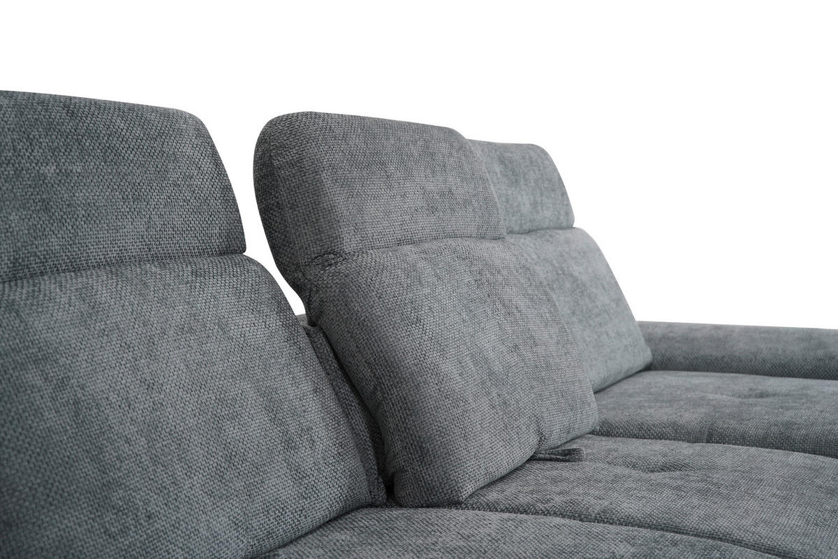 ECKSOFA Grau Chenille  - Schwarz/Grau, KONVENTIONELL, Holz/Textil (286/203cm) - MID.YOU