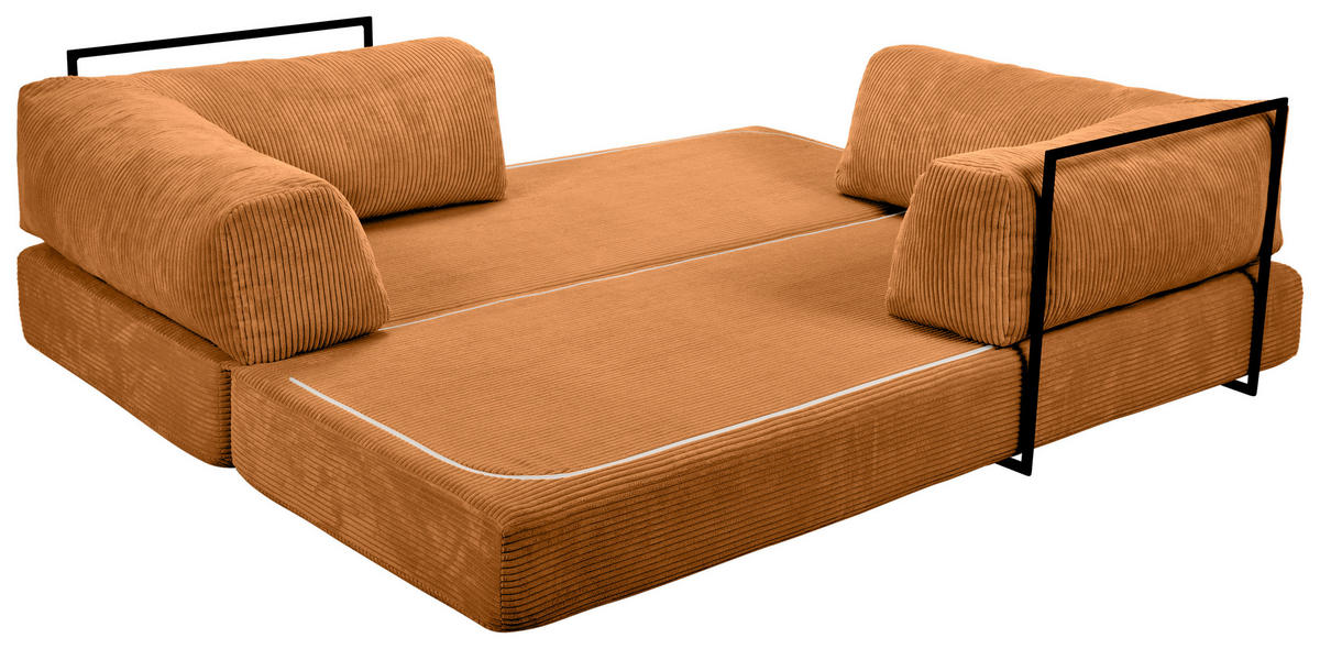 SCHLAFSOFA Cord Kupferfarben  - Kupferfarben, KONVENTIONELL, Textil/Metall (200/77/80cm) - Carryhome