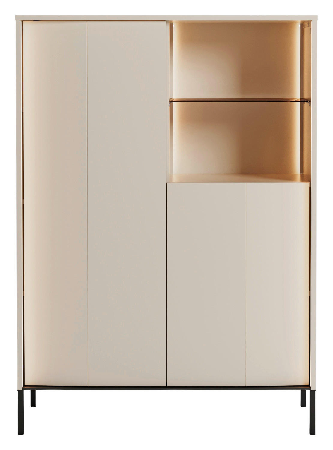 HIGHBOARD BEVEL 99/138/40 cm  - Beige/Schwarz, Design, Glas/Holzwerkstoff (99/138/40cm) - Lomoco