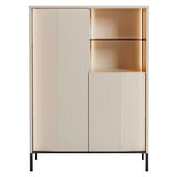 HIGHBOARD BEVEL 99/138/40 cm  - Beige/Schwarz, Design, Glas/Holzwerkstoff (99/138/40cm) - Lomoco