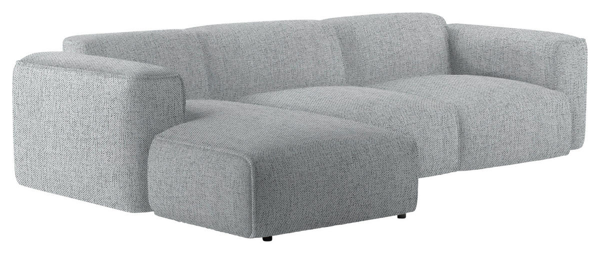 ECKSOFA Grau Webstoff Rücken echt  - Schwarz/Grau, Design, Kunststoff/Textil (171/290cm) - home24