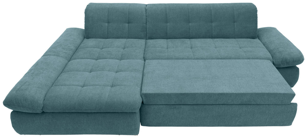 ECKSOFA Petrol Mikrofaser  - Chromfarben/Petrol, KONVENTIONELL, Textil/Metall (172/300cm) - MID.YOU