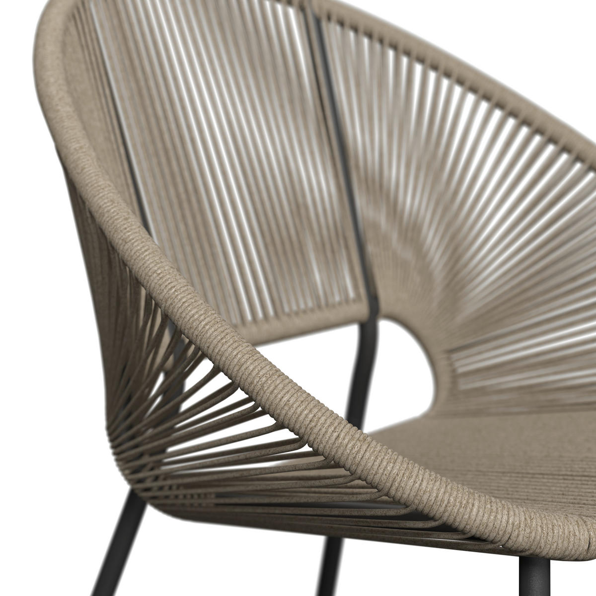 GARTENSESSEL Stahl Schwarz, Beige  - Beige/Schwarz, MODERN, Kunststoff/Metall (69/82/68cm) - Ambia Garden