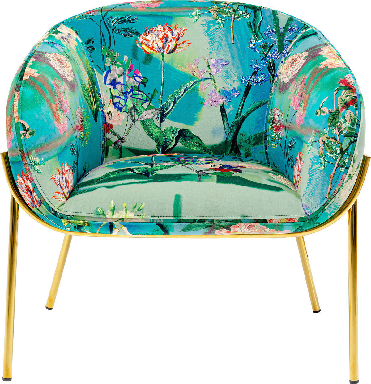 SESSEL in Flachgewebe Blau, Grün, Lila, Multicolor, Rotbraun  - Blau/Rotbraun, Design, Textil/Metall (76/73/68cm) - Ambia Home