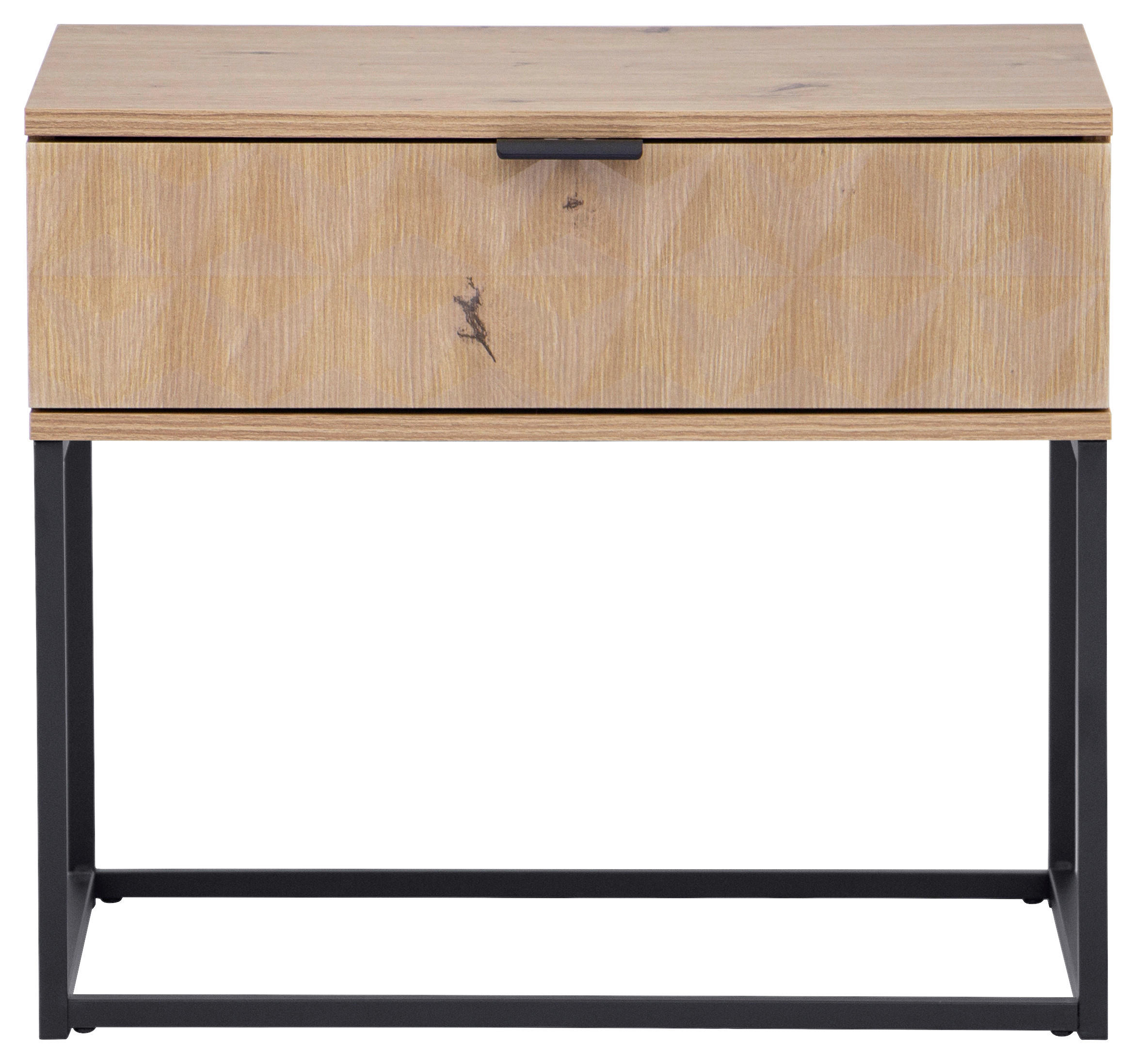 NACHTSCHRANK 59,5/52/38,5 cm  - Eichefarben/Schwarz, KONVENTIONELL, Holzwerkstoff/Metall (59,5/52/38,5cm) - Boxxx