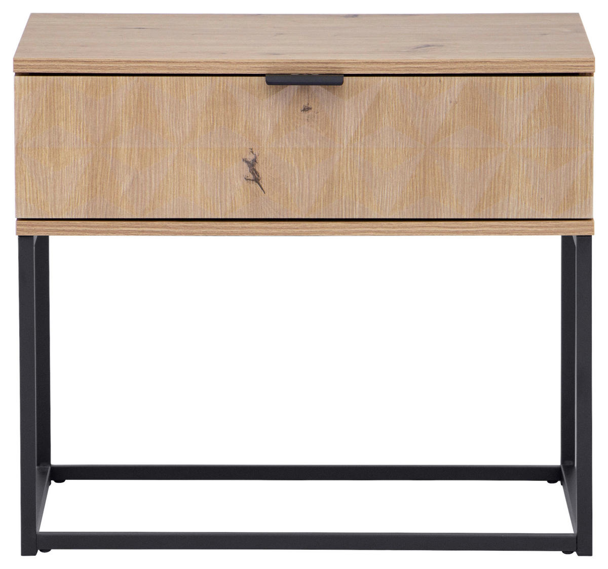 NACHTSCHRANK 59,5/52/38,5 cm  - Eichefarben/Schwarz, KONVENTIONELL, Holzwerkstoff/Metall (59,5/52/38,5cm) - Boxxx