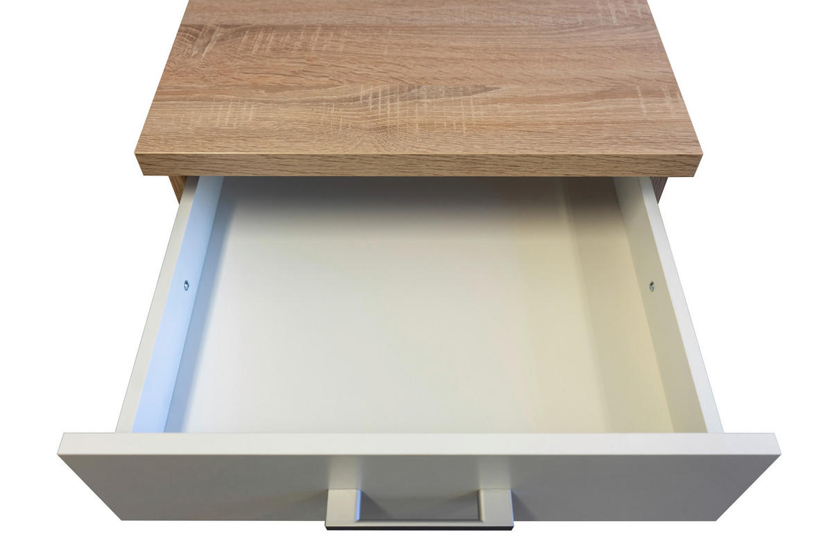 MINIKÜCHE 150,5 cm   in Sonoma Eiche, Weiß  - Alufarben/Weiß, MODERN, Holzwerkstoff/Kunststoff (150,5cm) - FlexWell