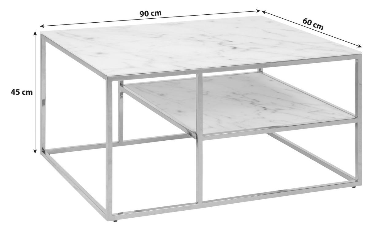 COUCHTISCH in Metall, Glas 90/60/45 cm  - Goldfarben/Weiß, Trend, Glas/Metall (90/60/45cm) - MID.YOU