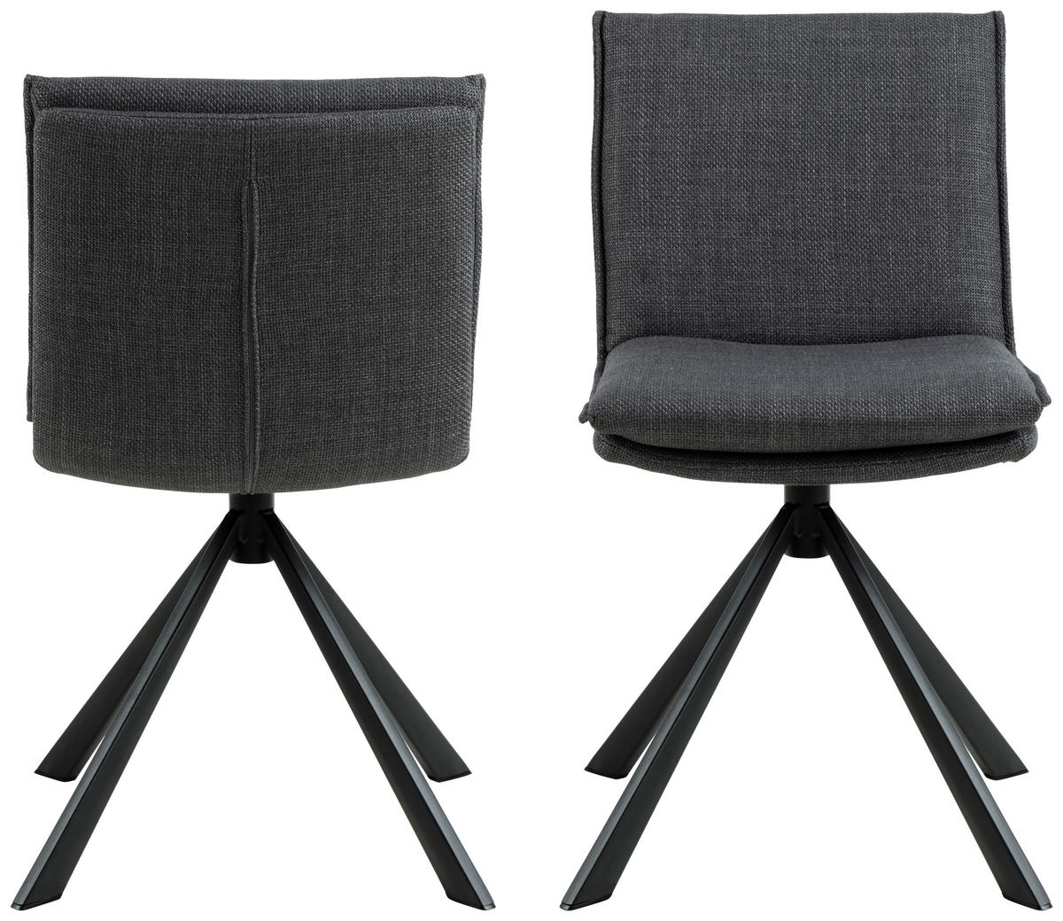 STUHL  in Webstoff  - Dunkelgrau/Schwarz, Design, Textil/Metall (47/85/59cm) - MID.YOU