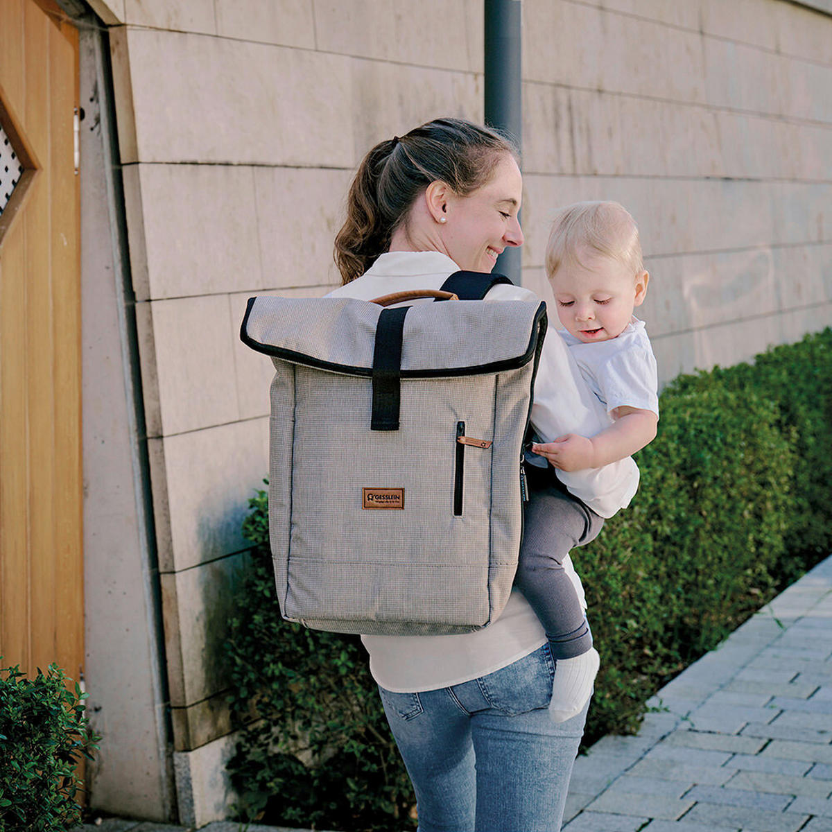 KINDERWAGENSET  FX4 Swing Set  Beige-Cognac  - Khaki/Cognac, Basics, Textil (100/55/130cm) - Gesslein
