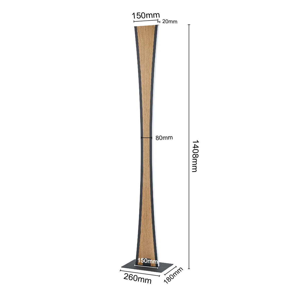 LED-STEHLEUCHTE Ella 26/140,8/18 cm   - Eichefarben/Schwarz, Natur, Holz/Kunststoff (26/140,8/18cm) - Novel