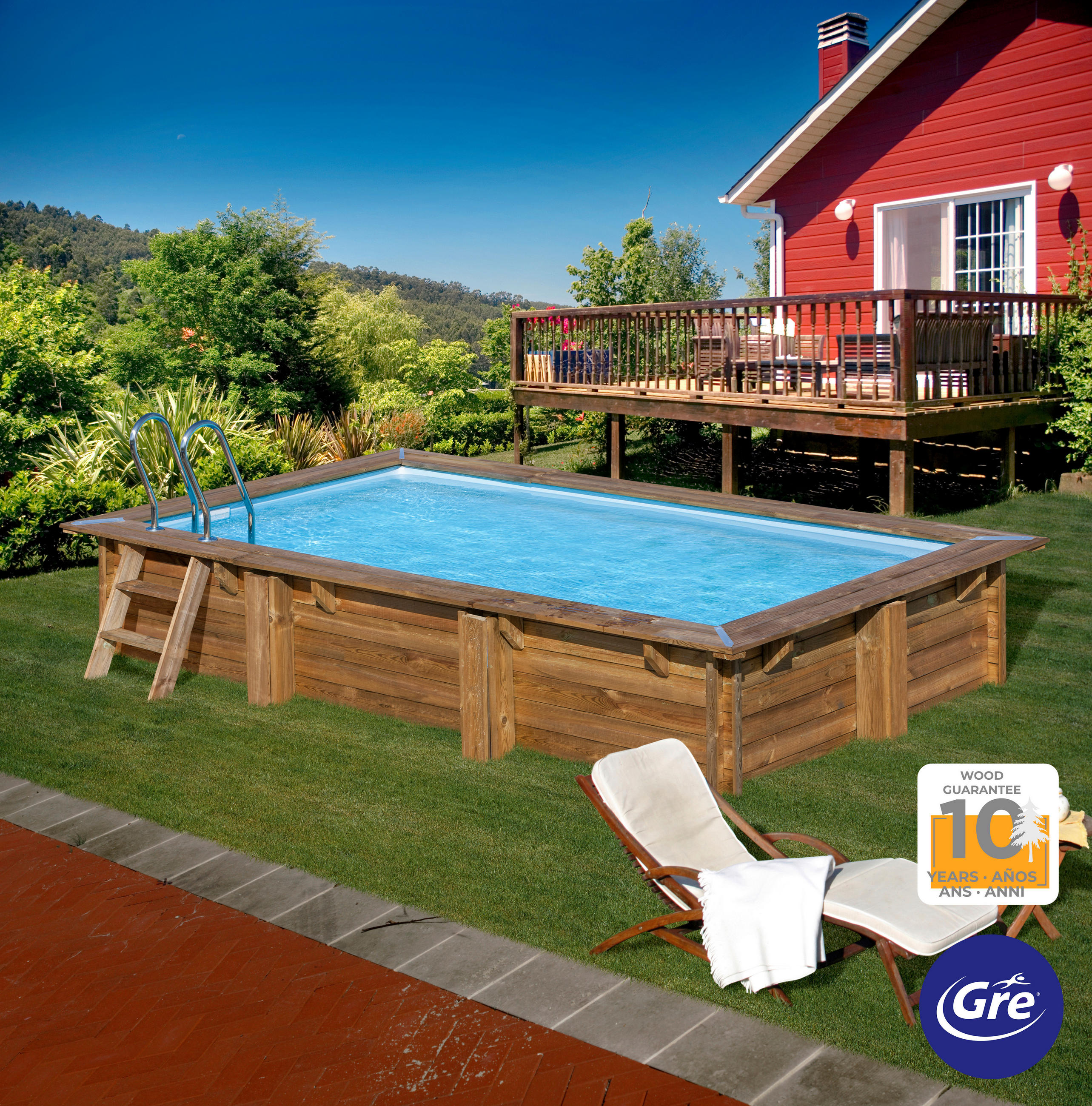 POOL-SET 2024 420/270/117 cm  - Kieferfarben, KONVENTIONELL, Holz (420/270/117cm) - Gre