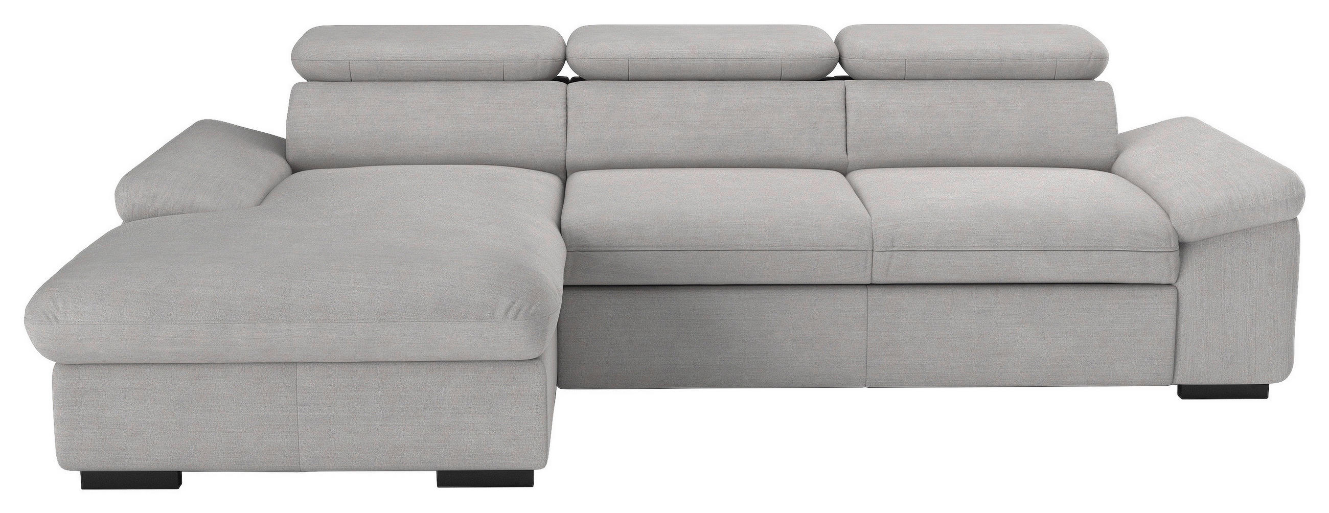 ECKSOFA Hellgrau Flachgewebe  - Hellgrau/Schwarz, Design, Kunststoff/Textil (165/250cm) - Livetastic
