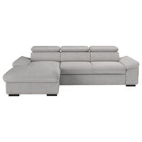 ECKSOFA in Flachgewebe Hellgrau  - Hellgrau/Schwarz, Design, Kunststoff/Textil (165/250cm) - Livetastic