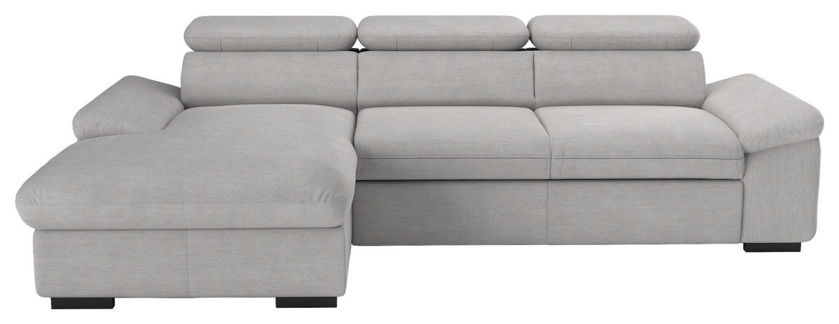 ECKSOFA in Flachgewebe Hellgrau  - Hellgrau/Schwarz, Design, Kunststoff/Textil (165/250cm) - Livetastic