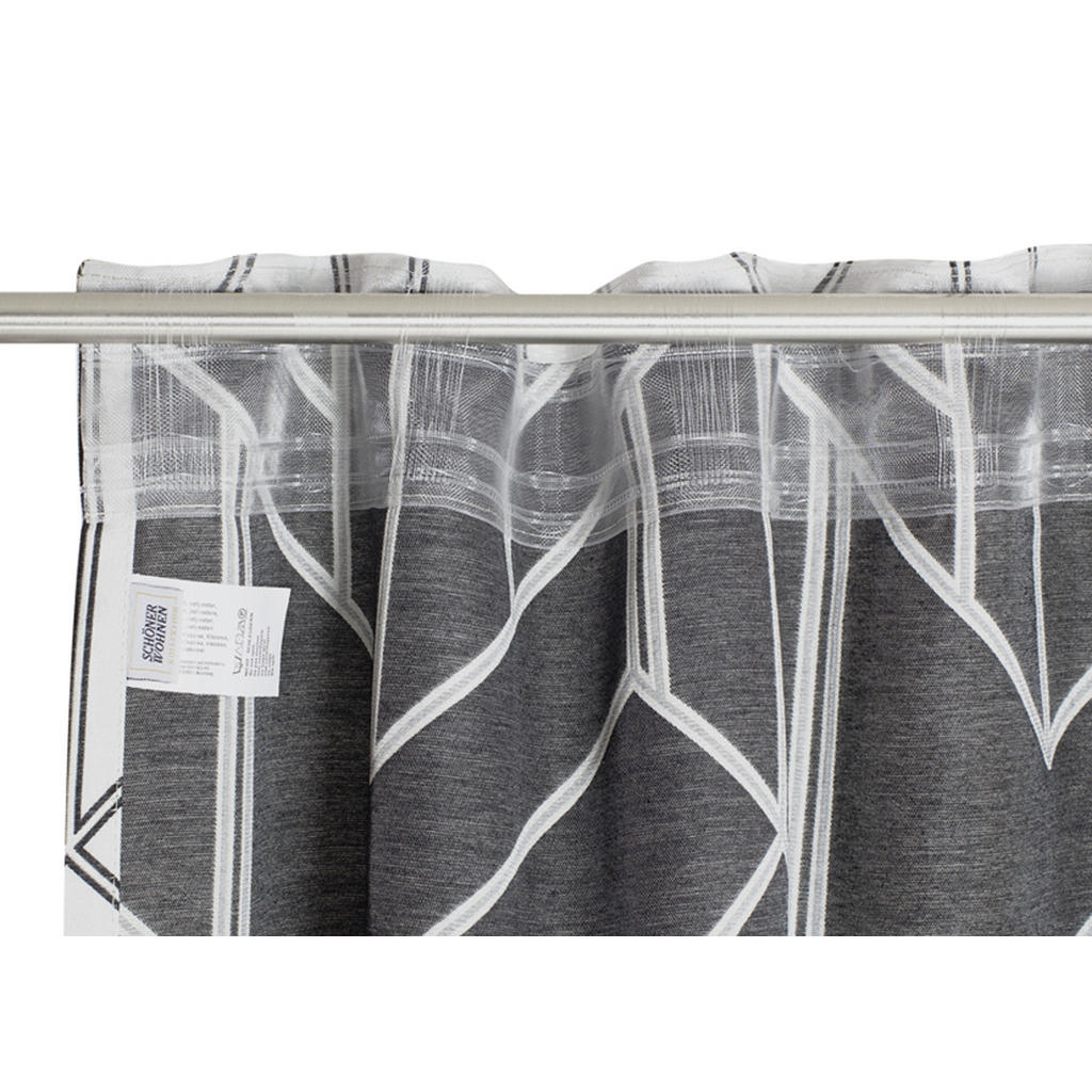 Thumbnail - Schöner Wohnen Fertigvorhang Elian, Creme, Grau, Textil, Graphik, 130x250 cm, für Stange und Schiene geeignet, Wohntexti...
