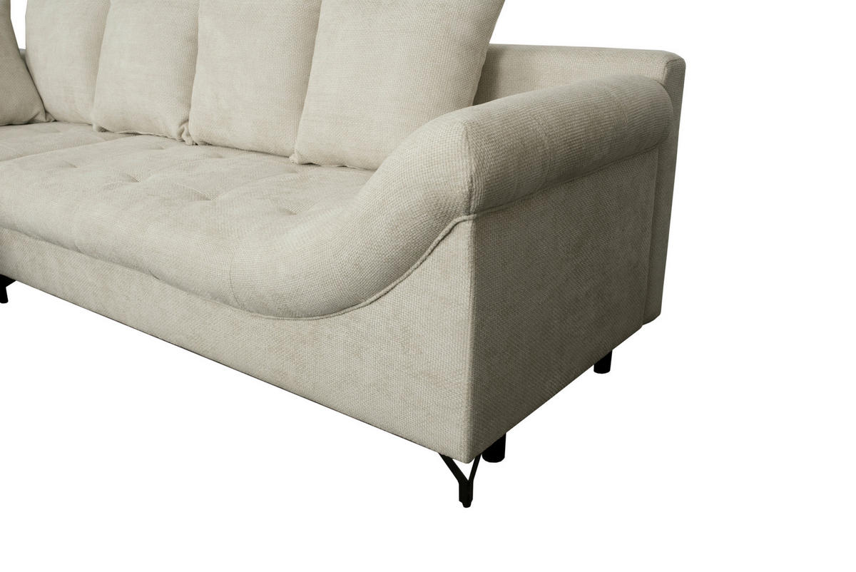 ECKSOFA Hellgrau Struktur  - Hellgrau/Schwarz, KONVENTIONELL, Textil/Metall (194/274cm) - Carryhome