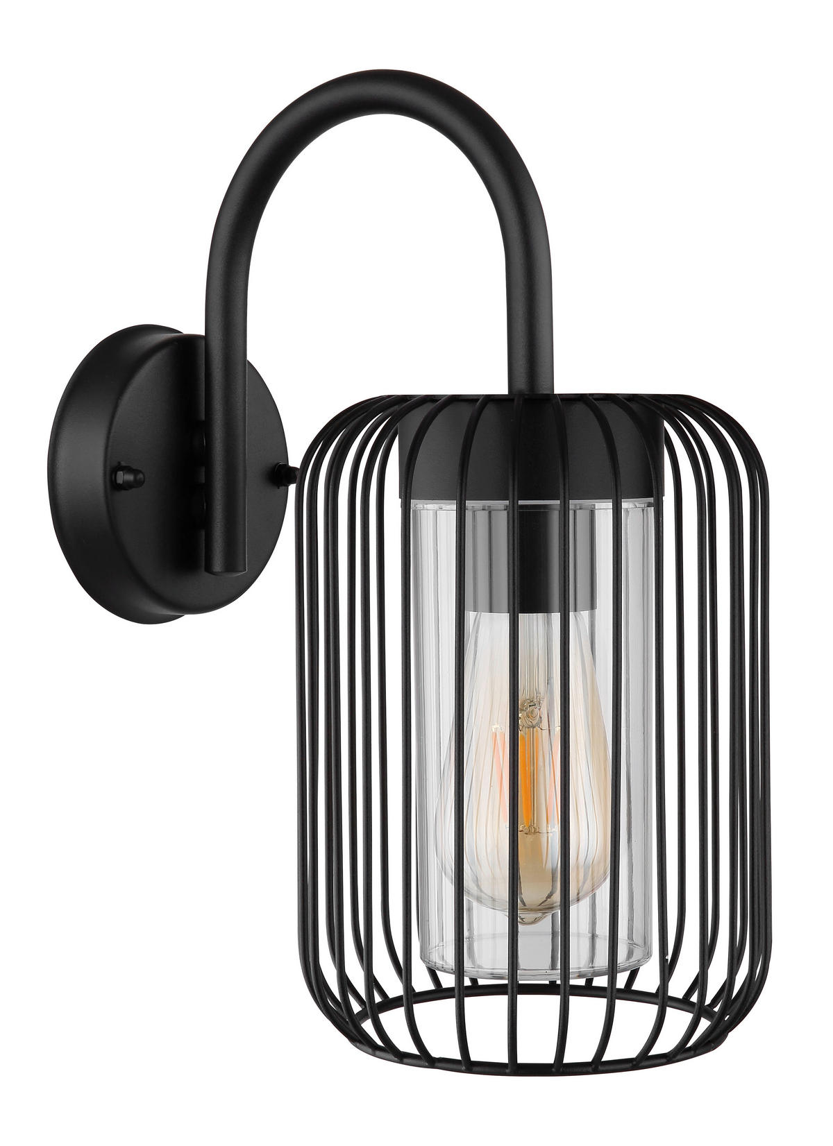 AUßENLEUCHTE 16/25/32,5 cm   - Klar/Schwarz, Design, Kunststoff/Metall (16/25/32,5cm) - Globo