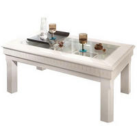 COUCHTISCH Pinie massiv Klarglas 70/70/49 cm quadratisch Weiß  - Beige/Weiß, LIFESTYLE, Glas/Holz (70/70/49cm) - Livetastic