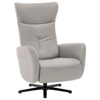 RELAXSESSEL in Leder Hellgrau  - Hellgrau/Schwarz, Design, Leder/Metall (76/112/83cm) - Beldomo Speed