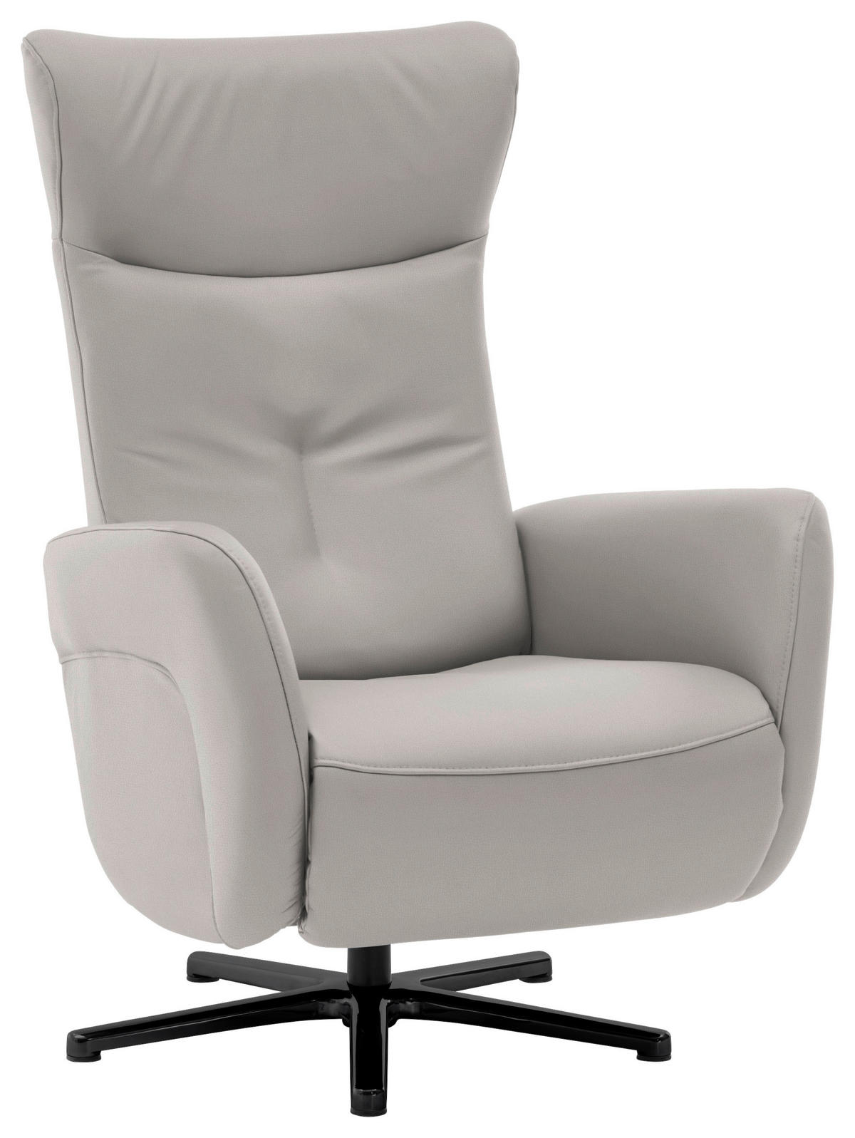 RELAXSESSEL in Leder Hellgrau  - Hellgrau/Schwarz, Design, Leder/Metall (76/112/83cm) - Beldomo Speed