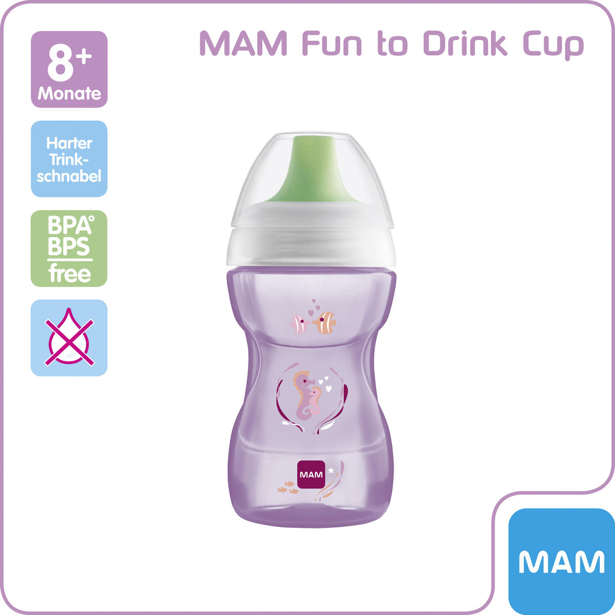 TRINKBECHER  - Blau/Pink, Basics, Kunststoff (9,5/23,0/7,5cm) - MAM