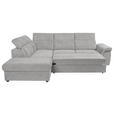 ECKSOFA Hellgrau Flachgewebe Bettkasten, Schlaffunktion, Rücken echt, Liegefläche im Originalstoff  - Hellgrau/Schwarz, KONVENTIONELL, Kunststoff/Textil (235/280cm) - Carryhome
