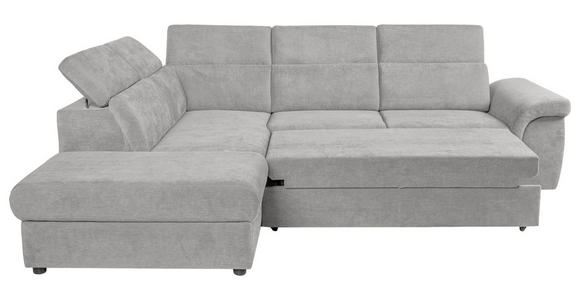 ECKSOFA Hellgrau Flachgewebe Bettkasten, Schlaffunktion, Rücken echt, Liegefläche im Originalstoff  - Hellgrau/Schwarz, KONVENTIONELL, Kunststoff/Textil (235/280cm) - Carryhome