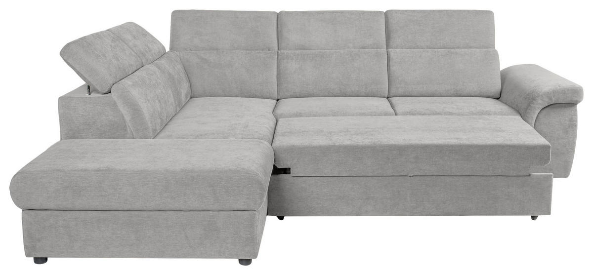 ECKSOFA Hellgrau Flachgewebe  - Hellgrau/Schwarz, KONVENTIONELL, Kunststoff/Textil (235/280cm) - Carryhome