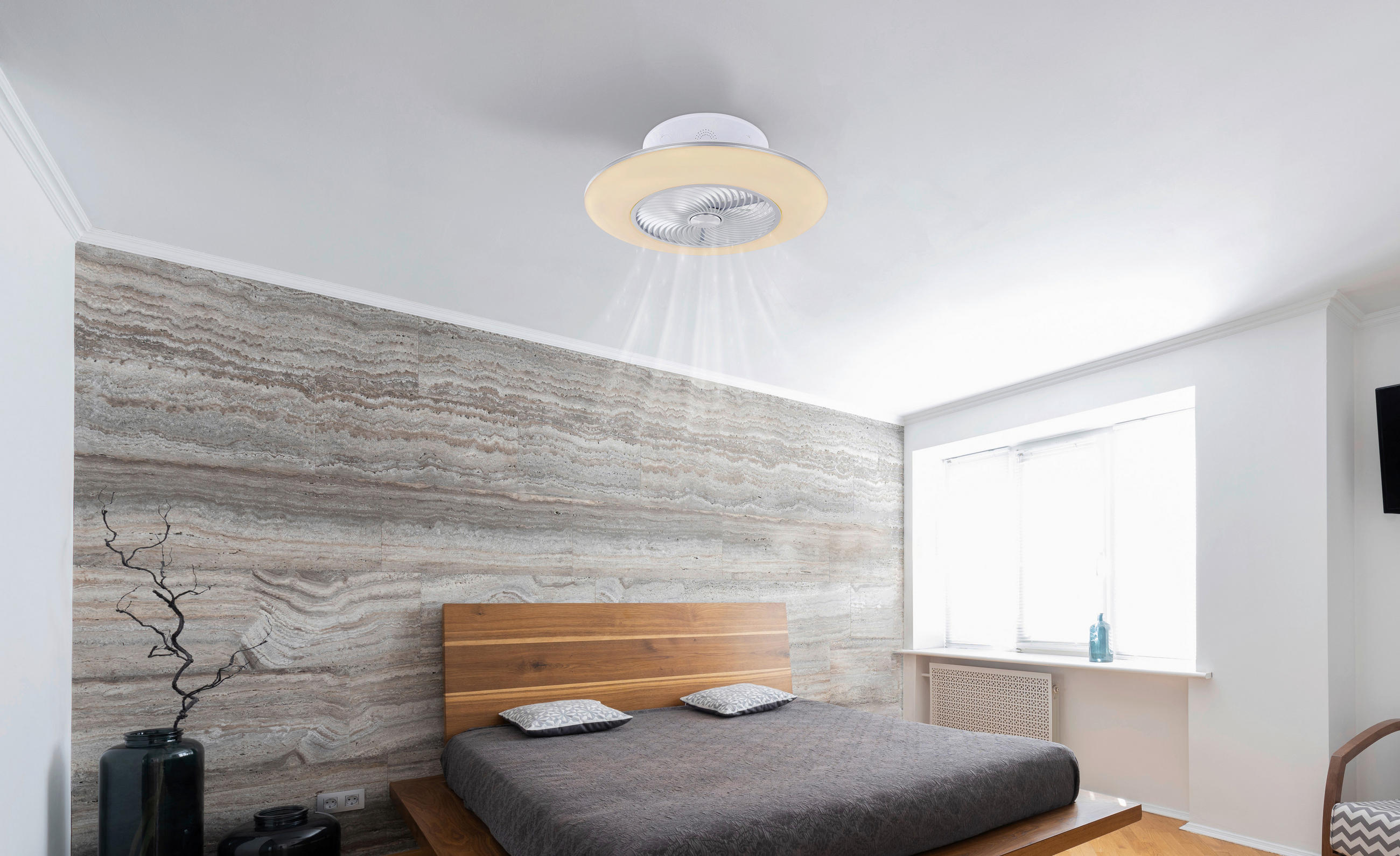 DECKENVENTILATOR  58/22 cm    - Weiss/Silberfarben, Design, Kunststoff/Metall (58/22cm) - Novel